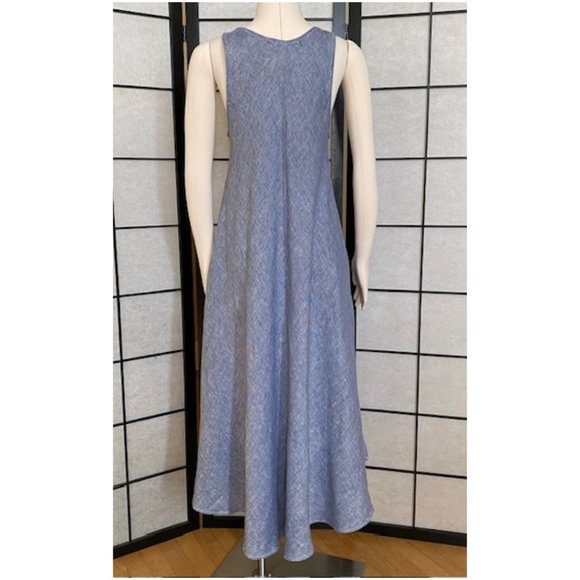 CP Shades Cove Blue Linen Sleeveless V Neck Maxi Dress - Size Small - Picture 3 of 15